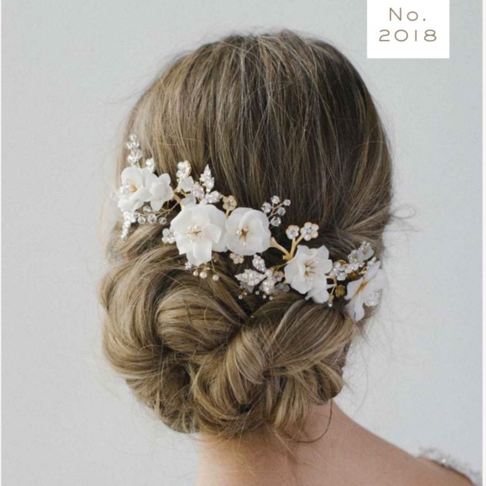 Twigs and honey white flower and opal headpiece